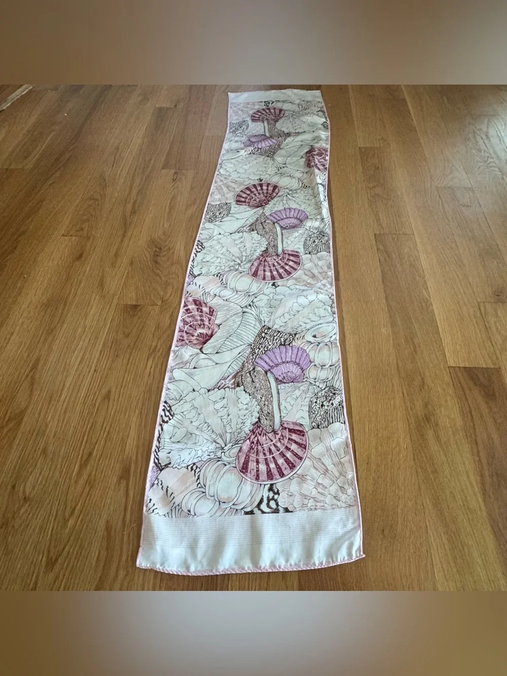 Vintage Smithsonian Institution 100% Silk Sea Shell Scarf Made in Japan